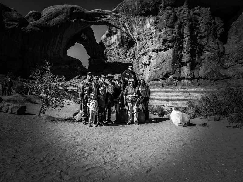 Kyle Evans and his family at Arches National Park
